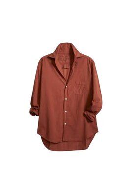 Frank & Eileen Relaxed Button Up Shirt Top Blouse Womens Medium Burnt Orange